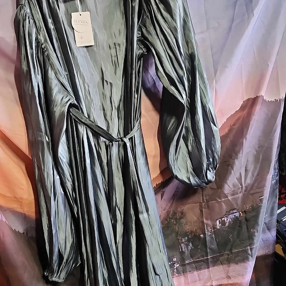 Nwt Luxurious Satin Robe in Gray